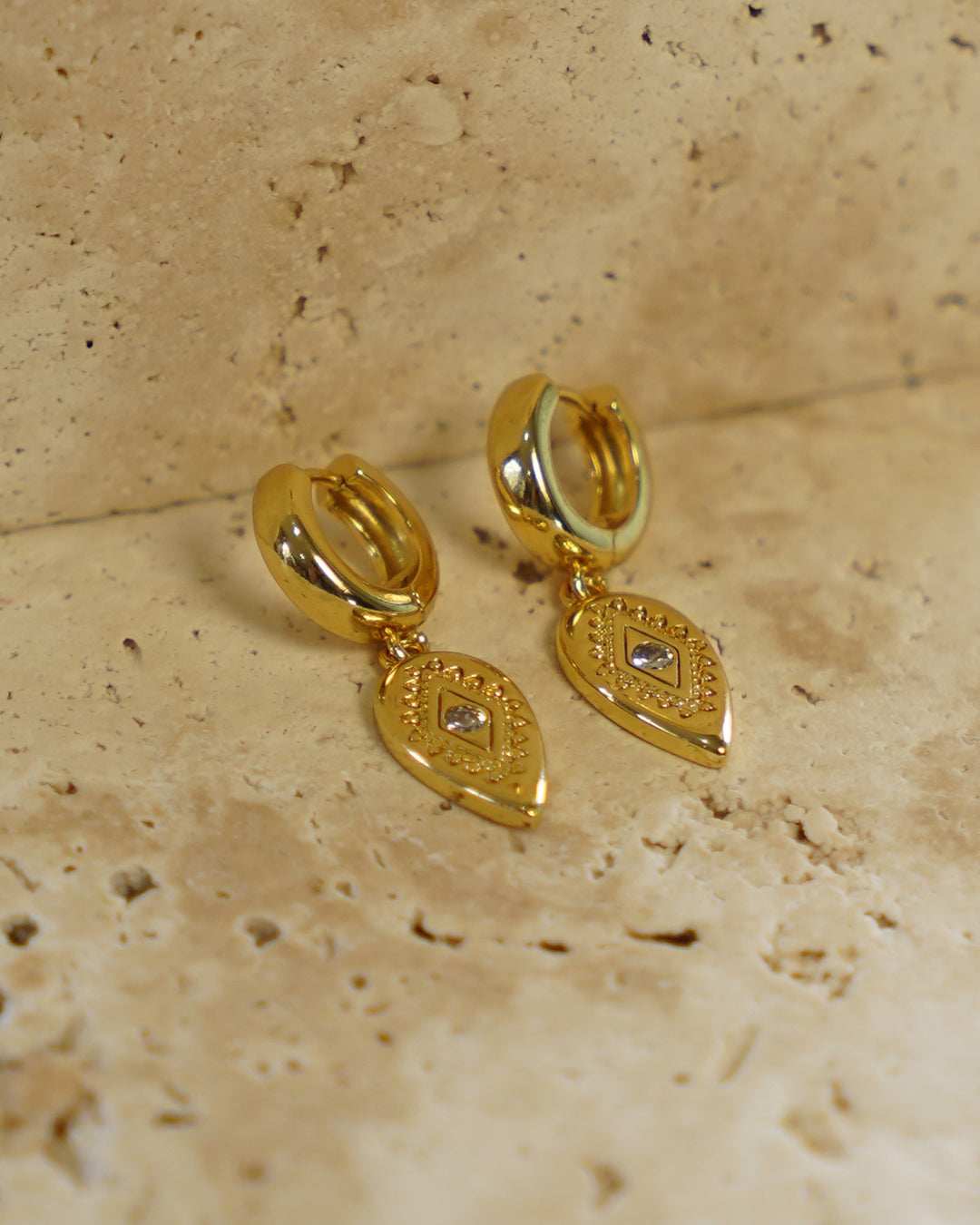 Tear drop evil eye earrings