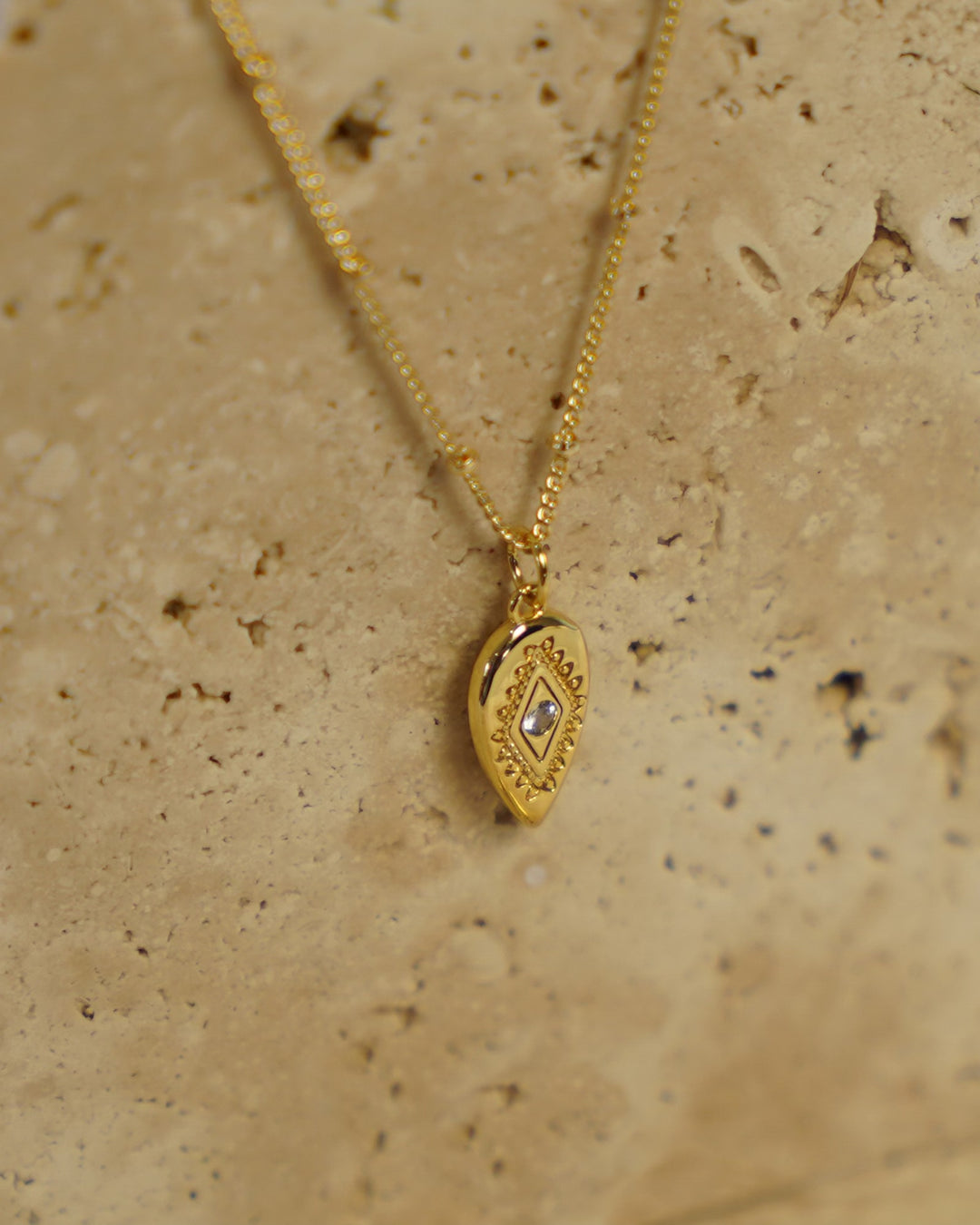 Tear drop evil eye necklace