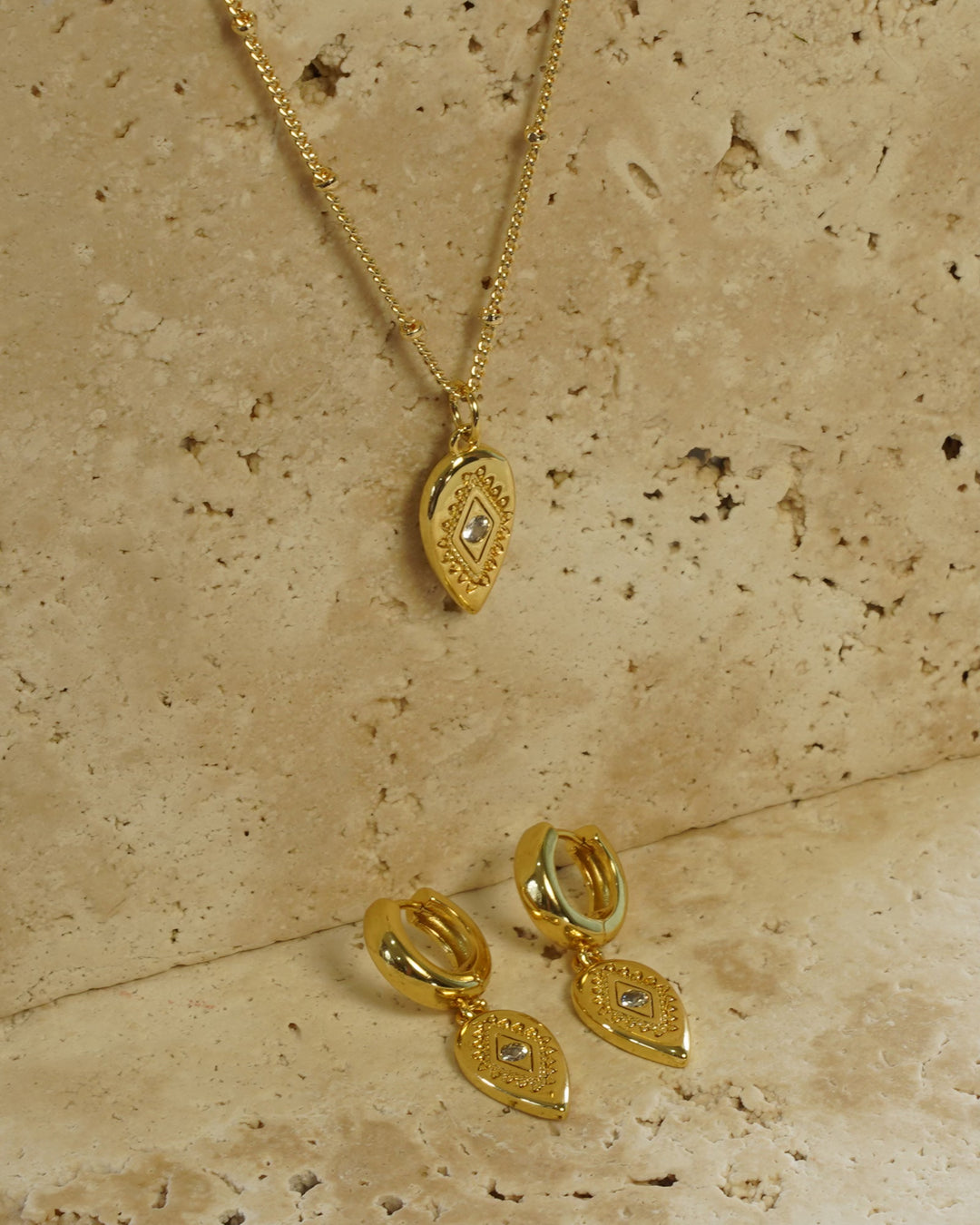 Tear drop evil eye necklace
