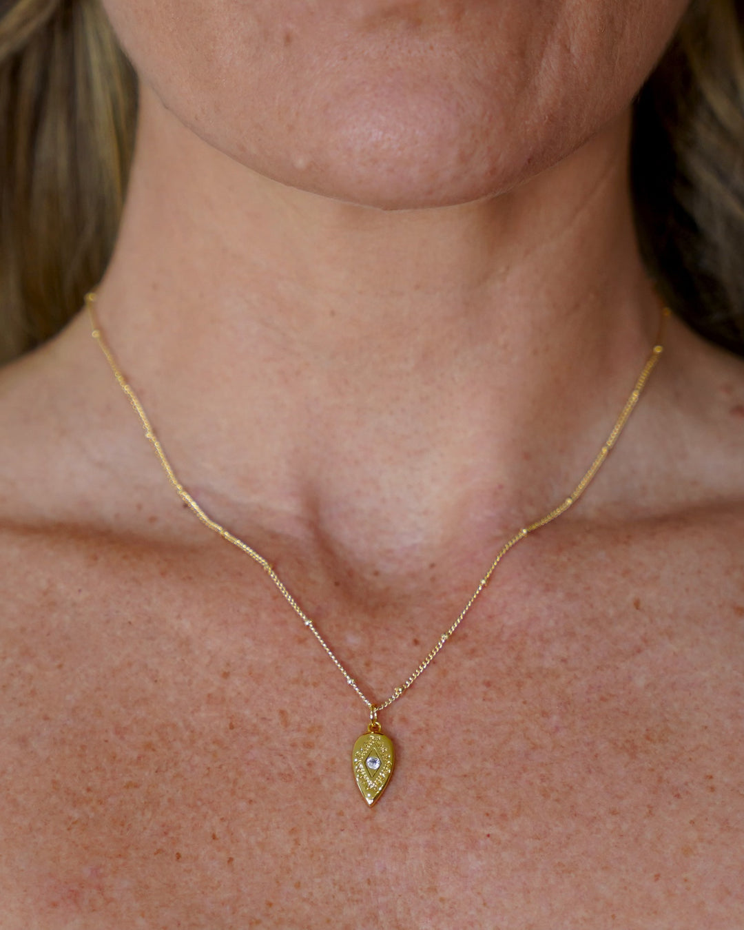 Tear drop evil eye necklace